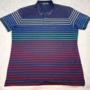 G/FORE Polo Shirt Mens XXL Navy Blue Multi Stripe G4MF21K10 Golf‎ Performance